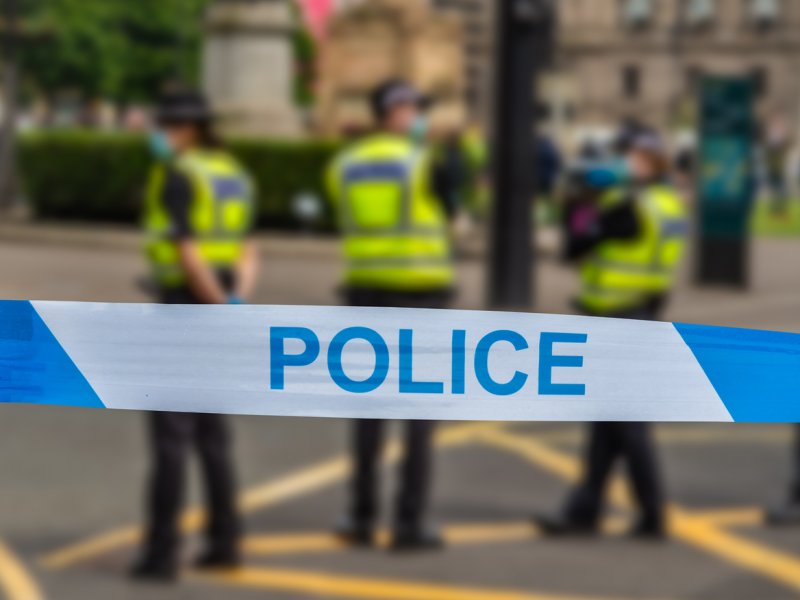 Police In Glasgow During An Incident Near George Square